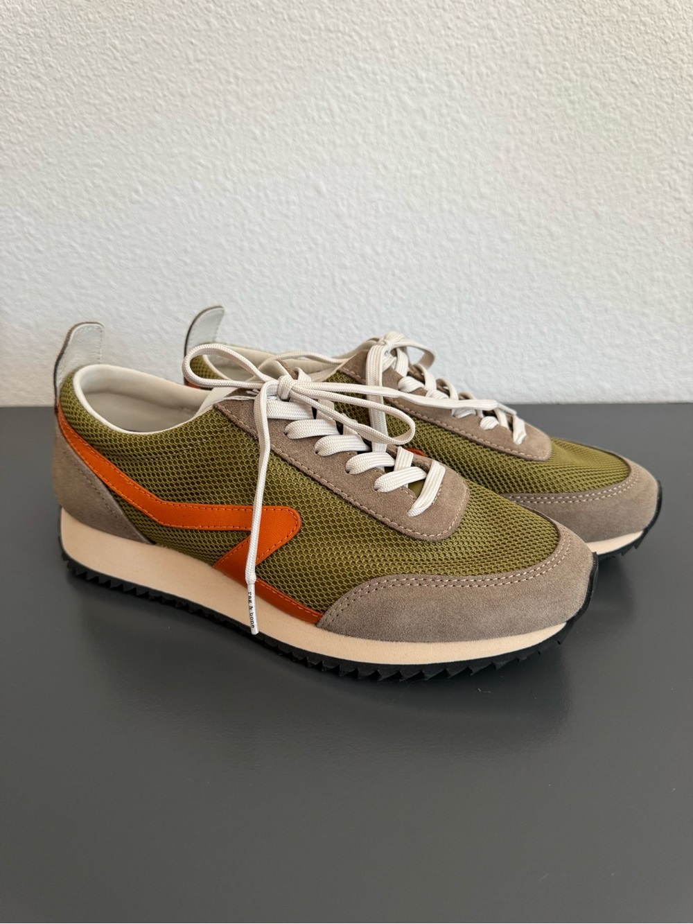 Rag & Bone Sneaker, olive green/orange - size 8.5